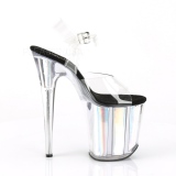 Zilver 20 cm FLAMINGO-808HGI Hologram plateau hoge hakken