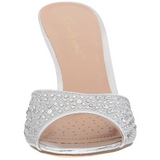 Zilver 8,5 cm LUCY-01 glitter platte slippers dames met hak