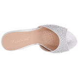 Zilver 8,5 cm LUCY-01 glitter platte slippers dames met hak