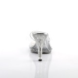 Zilver 9,5 cm IRIS-401 Strass steentjes plateau slippers dames