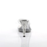 Zilver 9,5 cm IRIS-401 Strass steentjes plateau slippers dames
