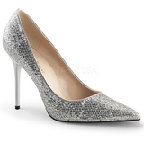 Zilver Glitter 10 cm CLASSIQUE-20 grote maten stilettos schoenen