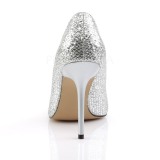 Zilver Glitter 10 cm CLASSIQUE-20 grote maten stilettos schoenen