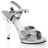 Zilver Glitter 12 cm FLAIR-419G Dames Sandalen met Hak