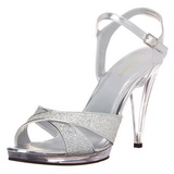 Zilver Glitter 12 cm FLAIR-419G Dames Sandalen met Hak