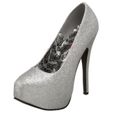 Zilver Glitter 14,5 cm Burlesque TEEZE-31G Platform Pumps Schoenen