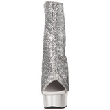 Zilver Glitter 15 cm Pleaser DELIGHT-1018G Plateau Enkellaarzen