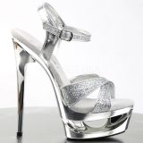 Zilver Glitter 16,5 cm Pleaser ECLIPSE-619G Plateau Stiletto Hakken