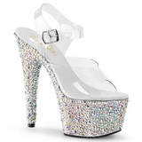 Zilver Kristal Steen 18 cm BEJEWELED-708MS Platform Schoenen met Hoge Hakken