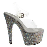 Zilver Kristal Steen 18 cm BEJEWELED-708MS Platform Schoenen met Hoge Hakken