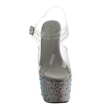 Zilver Kristal Steen 18 cm BEJEWELED-708MS Platform Schoenen met Hoge Hakken