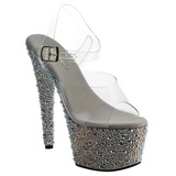 Zilver Kristal Steen 18 cm BEJEWELED-708MS Platform Schoenen met Hoge Hakken