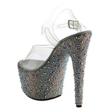 Zilver Kristal Steen 18 cm BEJEWELED-708MS Platform Schoenen met Hoge Hakken