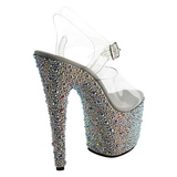 Zilver Kristal Steen 18 cm BEJEWELED-708MS Platform Schoenen met Hoge Hakken