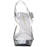 Zilver Strass 12 cm ELEGANT-408 Plateau Sandalen met Hoge Hak