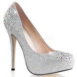 Zilver Strass 13 cm DESTINY-06R Hoge Pumps Schoenen Plateau