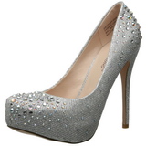 Zilver Strass 13 cm DESTINY-06R Hoge Pumps Schoenen Plateau