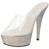 Zilver Strass 15,5 cm BEJEWELED-601DM Plateau Mules Schoenen