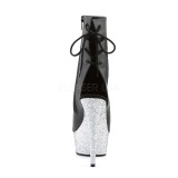 Zilver glitter 15 cm Pleaser DELIGHT-1018LG paaldans enkellaarsjes met hoge hakken
