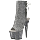 Zilver glitter 18 cm ADORE-1018G dames enkellaarsjes met plateauzool