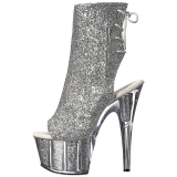 Zilver glitter 18 cm ADORE-1018G dames enkellaarsjes met plateauzool