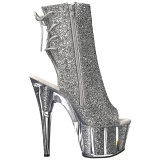 Zilver glitter 18 cm ADORE-1018G dames enkellaarsjes met plateauzool