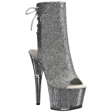 Zilver glitter 18 cm ADORE-1018G dames enkellaarsjes met plateauzool