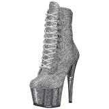 Zilver glitter 18 cm ADORE-1020G dames enkellaarsjes met plateauzool