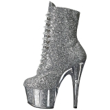 Zilver glitter 18 cm ADORE-1020G dames enkellaarsjes met plateauzool