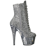 Zilver glitter 18 cm ADORE-1020G dames enkellaarsjes met plateauzool