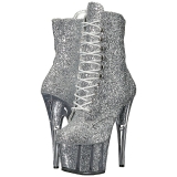 Zilver glitter 18 cm ADORE-1020G dames enkellaarsjes met plateauzool