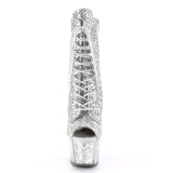 Zilver glitter 18 cm ADORE-1021G dames enkellaarsjes met plateauzool