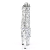 Zilver glitter 18 cm ADORE-1021G dames enkellaarsjes met plateauzool