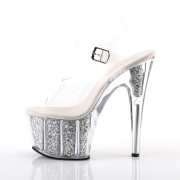 Zilver glitter 18 cm Pleaser ADORE-708G paaldans sandalen met hoge hakken