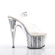 Zilver glitter 18 cm Pleaser ADORE-708G paaldans sandalen met hoge hakken