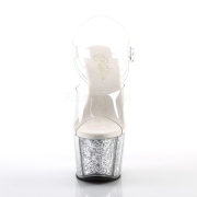 Zilver glitter 18 cm Pleaser ADORE-708G paaldans sandalen met hoge hakken