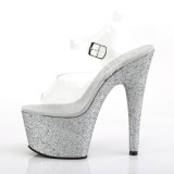 Zilver glitter 18 cm Pleaser ADORE-708HMG paaldans schoenen met hoge hakken
