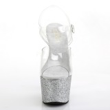 Zilver glitter 18 cm Pleaser ADORE-708HMG paaldans schoenen met hoge hakken