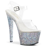 Zilver glitter 18 cm Pleaser SKY-308LG paaldans schoenen met hoge hakken