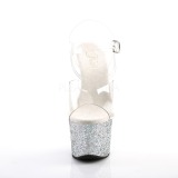 Zilver glitter 18 cm Pleaser SKY-308LG paaldans schoenen met hoge hakken