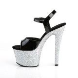 Zilver glitter 18 cm Pleaser SKY-309LG paaldans schoenen met hoge hakken