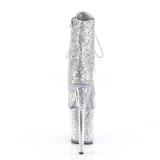 Zilver glitter 20 cm Pleaser FLAMINGO-1020G paaldans enkellaarsjes met hoge hakken