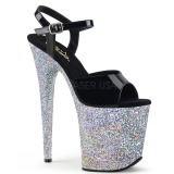 Zilver glitter 20 cm Pleaser FLAMINGO-809LG paaldans schoenen met hoge hakken