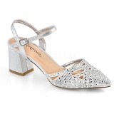 Zilver glitter 7 cm Fabulicious FAYE-06 sandalen met naaldhak