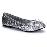 Zilver glitter STAR-16G dames ballerinas schoenen