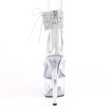 Zilver strass 18 cm ADORE-724RS-02 pleaser hoge hakken met enkel manchet
