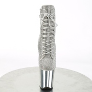 Zilver strass steentjes 20 cm FLAMINGO-1020CHRS plateau boots hoge hakken