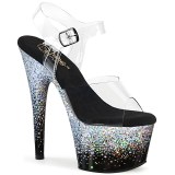 Zilveren 18 cm ADORE-708SS glitter plateau sandalen met hak