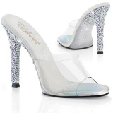 Zilveren mules 11,5 cm GALA-01DSP strass mules met naaldhak