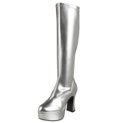 Zilveren plateaulaarzen lakleer 10 cm - jaren 70 boots hippie kinky disco - plateau laklaarzen